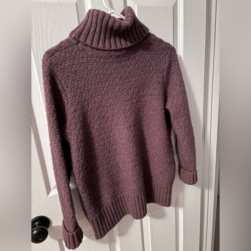 Eddie Bauer Plum Cable Knit Turtleneck Sweater - Picture 2 of 4